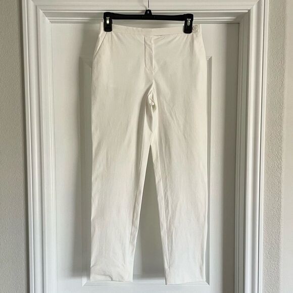 Prada Italy Ivory Cotton Elastane Blend Tab Capri Pants Quiet Luxury IT 38 US 4 - Picture 2 of 14